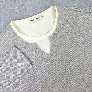 CLIMAXVISION Mens Grey Waffle Knit Layered Split Neck Long Sleeve Shirt Size M